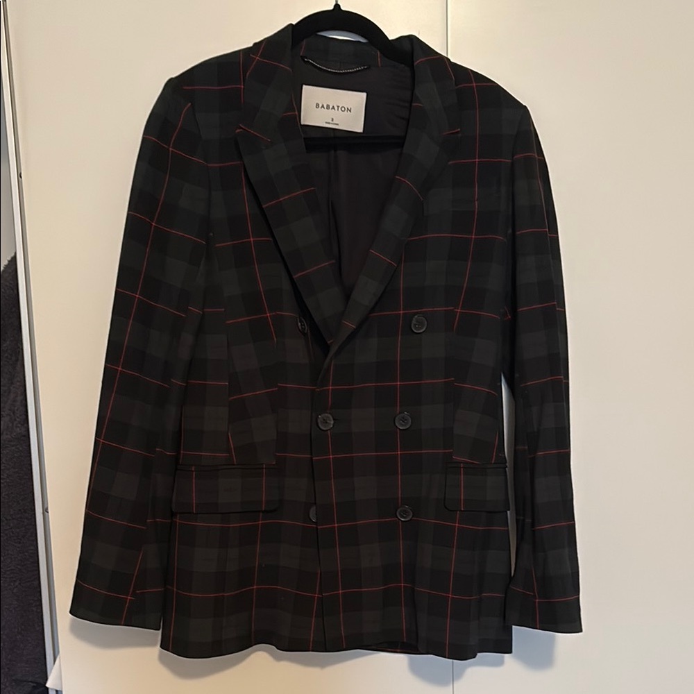 Babaton Black, Green Red Double Breasted Blazer